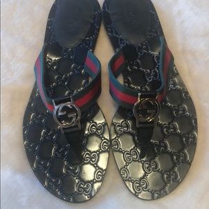 Gucci web strap thong sandal